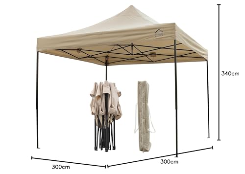 All Seasons Gazebos 3x3m Heavy Duty Fully Waterproof Pop up Gazebo With Accessory Pack - Beige 11 All Seasons Gazebos 3x3m Heavy Duty Fully Waterproof Pop up Gazebo With Accessory Pack - Beige - Image 11