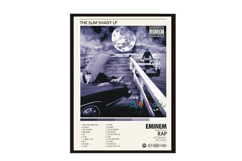 Image of BLINKART Eminem - The Slim Shady Wall Photo Frames | Wall Art for Bedroom, Living Room, Studio or Office | Album Cover Print with Spotify Song Link QR Code | Gift for Fans - 8x12 In