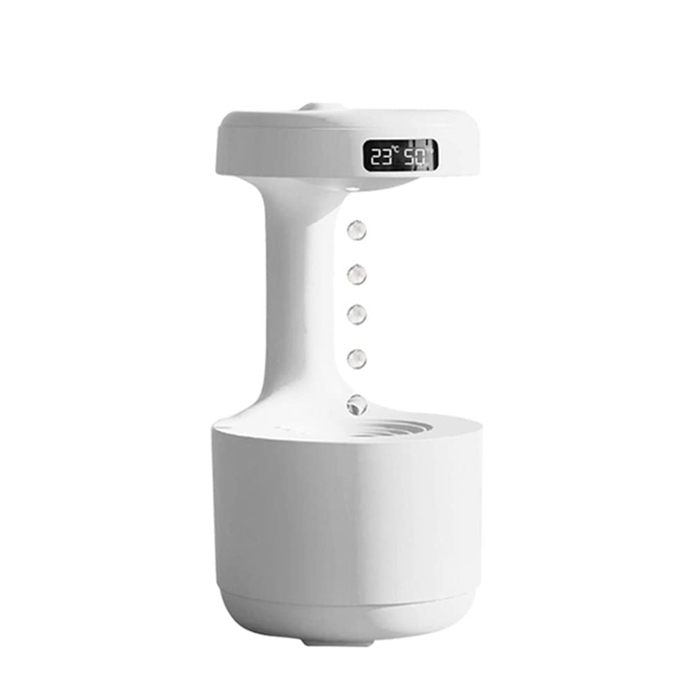 Drumstone 10 𝒀𝒆𝒂𝒓𝒔 𝑾𝒂𝒓𝒓𝒂𝒏𝒕𝒚 Anti-Gravity Cool Mist Humidifier with LED Clock Display – Ultrasonic Oil Diffuser, Anti-Gravity Water Drop Design, Quiet 36dB Air Humidifier for Bedroom-image-4