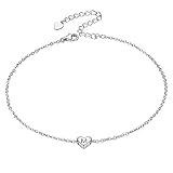 925 Sterling Silver Initial Anklets for Women Teen Girls Dainty Beach Heart Ankle Bracelet Foot Jewe