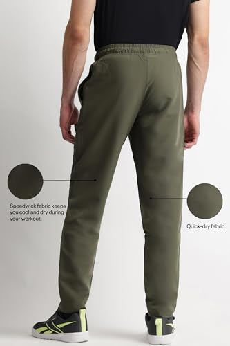 Image of Reebok Men's Woven Mesh Track Pants - Breathable Mesh Panels Gym Trackpants for Men | Training Running Payjama for Men | Athletic Pants - Elastic Drawcord Waistband