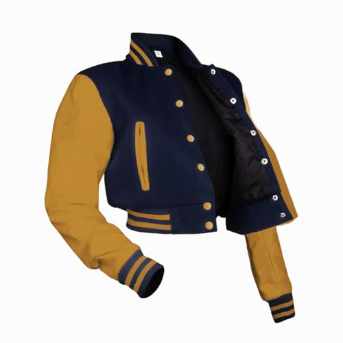 Cropped Varsity Jacket Women, Premium Quality Baseball Letterman Varsity Jacket Genuine Leather Sleeves and Wool2