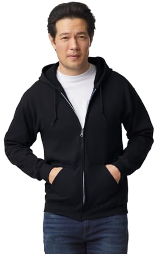 TICTEX Felpa con Cappuccio Unisex | Giacca in Pile Misto Pesante per Uomo e Donna | Giacca in Felpa con Cappuccio e Cerniera | Giacca Estiva Leggera | Nero, L