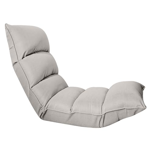 ESRADA Adjustable Floor Gaming Chair for Adults,Folding Floor Chair Bed with 5-Position Adjustable Head,Waist & Footrest, Ideal for Living Room, Bedroom, Office White