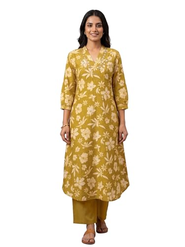 Conjunto de pantalones kurta bordados para vestir cómoda y elegante sin complicarte
