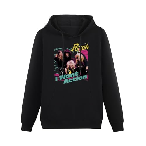 CHUNWANG Men's Heavyweight Hooded Poison I Want Action Hoodies Men Hoody Long Sleeve Pullover Sweatshirt with Drawing Pocket Size 3XL