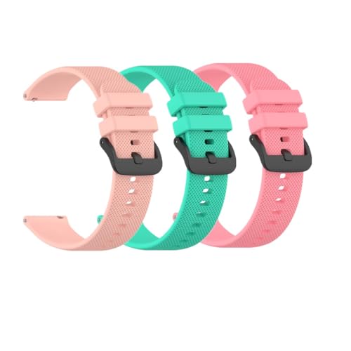 Huwokxix 20mm Correa Compatible con Cosmo JrTrack 5/4/3/2/1/for SyncUP Kids watch 3/2/1/for Garmin Bounce 2/1,Ajustable Silicona Deportiva Band Repuesto Pulsera (Rosa claro + Teal + Rosa melocotón)