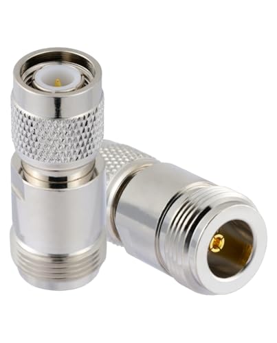 Vecys 2 Piezas Adaptador N Hembra a TNC Macho Coaxial RF 50 Ohm Conector N a TNC Adaptador Coaxial RF para Instrumentos de Alta Frecuencia Enrutador Radios