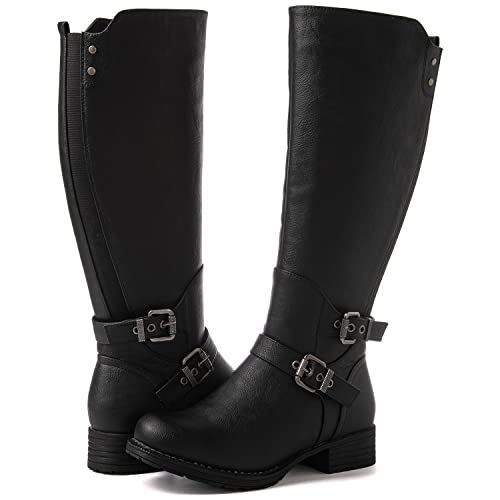 GLOBALWIN Women's Knee High Fashion Boots Black Boots for Women 7.5M - image 4