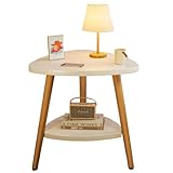 lcvtos Mesa Auxiliar Triangular de 2 Niveles, 50 x 50 cm (Blanco Piano)