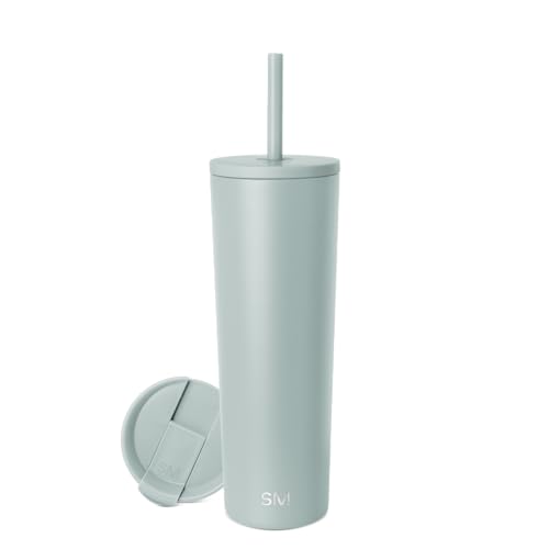 Image of Simple Modern Classic Tumbler with Straw Lid | Insulated Iced Coffee Cup Reusable Stainless Steel Water Bottle Travel Mug | Gifts for Women Men Her Him | 28oz | Sea Glass Sage