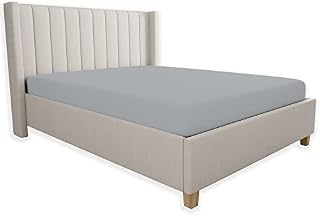 Amazon Brand Umi King Bed Sheet Fitted, 200 Thread Count 100% Cotton Plain Percale Sheets, Crisp & Cool, 150x200+32cm Bed Sheet for King Bed, Elasticated deep Pockets - White Colour