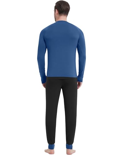 Image of NACHILA Mens Pajamas Set Long Sleeve Henley Sleepwear Top Soft Jogger Pants Pajamas Cool Pjs Set,Viscose Made from Bamboo