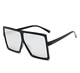 YABINA Fashion Designer Women Sunglasses Oversized Flat Top Square Frame Retro Gradient Lens (A)