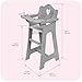 Badger Basket Executive Doll High Chair - Wooden Toy Chair with Liftable Tray, Fabric Seat Trim, and Realistic Design - Fits 18 Inch Dolls and More - Gray and White