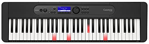 Casio LK-S450 CASIOTONE Top Leuchttastenkeyboard mit 61 anschlagdynamischen Tasten im Piano-Look mit 600 Sounds und 200 Begleitrhythmen, Mikrofoneingang, schwarz