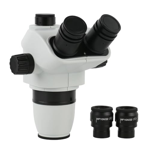 Microscope 6.7X-45X Zoom Industrial Lab Trinocular Binocular Stereo Microscope Head + WF10X/22mm Eyepiece + 0.5X 0.7X 2.0X Objective Lens(with 0.5X 0.7X,Trinocular)