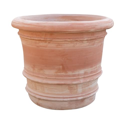 Biscottini Vase en terre cuite Toscane 50 x 44 x 50 cm - Grands pots en terre cuite pour l'extérieur et l'intérieur - Grand vase d'extérieur Made in Italy