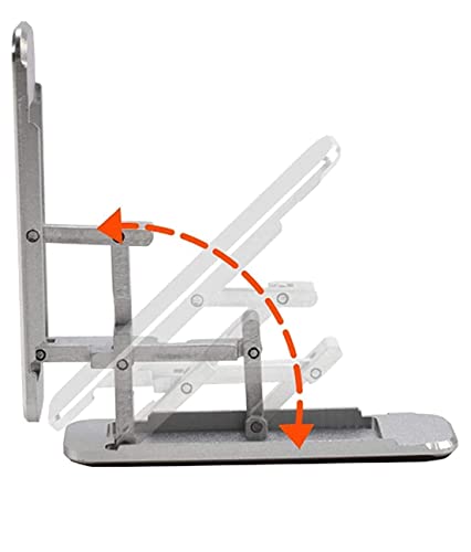Image of LISHER Universal Tabletop & Foldable Thin Pocket Black Metal Mobile Phone Stand - Portable Kickstand for All Smartphones, Vertical & Horizontal Viewing, Adjustable Angle, Durable