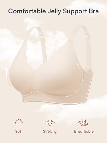 Image of Seamless Jelly Bras for Women No Underwire with Support - Wireless Bralettes Everyday Full Coverage Comfort Tshirt Bra