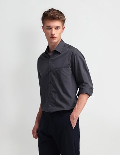 Image of Arrow Solid Slim Fit Mens Formal Shirt - 100% Cotton, Breathable & Comfortable, Full Sleeves Shirts for Men