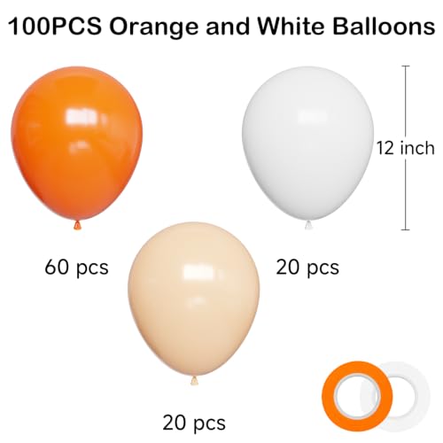 Image of YMSZ Orange Balloons, 100pcs 12Inch Orange and White Balloons