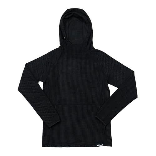 Squak Classic Men’s Microgrid Fleece Hoodie – Lightweight, Breathable Mid-Layer for Hiking, Skiing & Everyday Adventure Obsidian Black