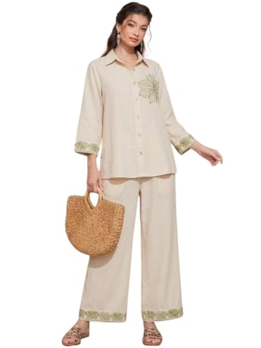 Pure Cotton Co ord Set for Women | Casual Two Piece Lounge Outfit | Western Co ord Set | Embroidered Kurta Sets for Women | Casual & Office Wear