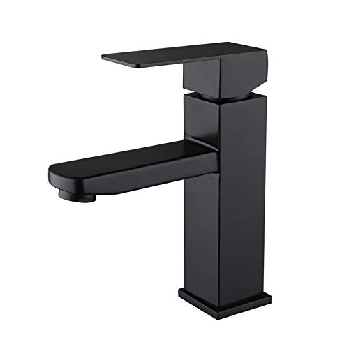 Bathroom Faucet Matte Black, Single Hole Bathroom Sink Faucet Brass, Modern Single Handle Vanity Faucet with Supply Hose for Laundry Washbasin, Lavatory Mixer Tap Bathroom Faucet Matte Black, Single Hole Bathroom Sink Faucet Brass, Modern Single Handle Vanity Faucet with Supply Hose for Laundry Washbasin, Lavatory Mixer Tap