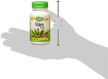 Nature's Way Vitex Fruit 400 milligrams, 100 Vegetarian Capsules. Pack of 1 Bottle
