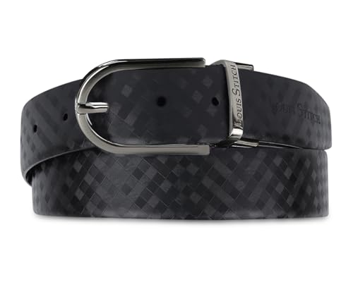 Image of LOUIS STITCH Men's Spanish Leather Reversible Belt 1.25 inch (35mm) Handcrafted Formal Waist Strap Officewear Men Gents Boys (Black /Brown) (BE-VB-CR)