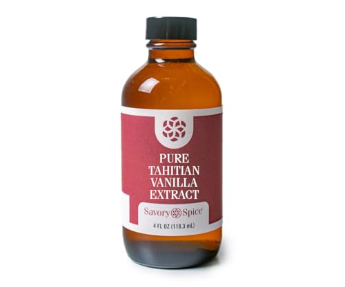 Savory Spice Pure Tahitian Vanilla Extract - Tahitian Extract for Baking & Fruit Desserts | Made from Real Tahitian Vanilla Beans (4 fl oz Glass Bottle)
