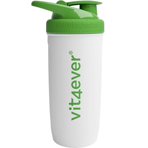 Vit4ever - Shaker Stahl Reforce Stainless White - Weiss, 700 ml - Auslaufsicher - Maßeinheiten innen graviert - frei von BPA & DEHP - Eiweiß Protein Edelstahl Shaker