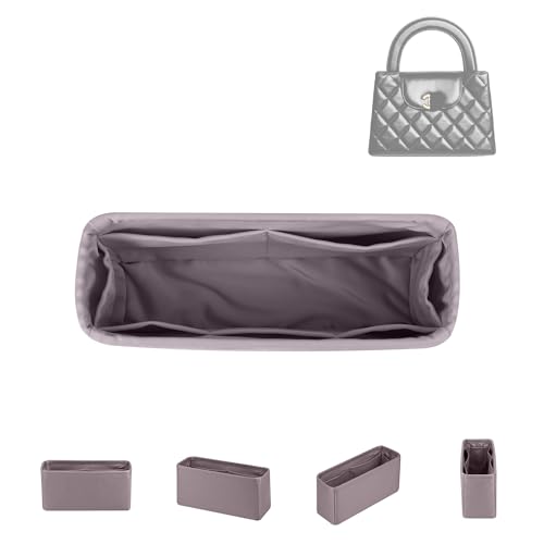 Image of DGAZ Silk Purse Organizer Insert For Chanel Kelly bags,Silky Smooth Bag Organizer,Luxury Handbag & Tote Shaper(Konjac Purple,Large