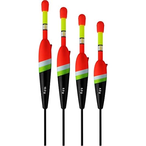 4 Stück Knicklichtposen Durchlaufposen mit Schnurinnenführung als Set zum Nachtangeln inkl. 4 Knichlichter Cover