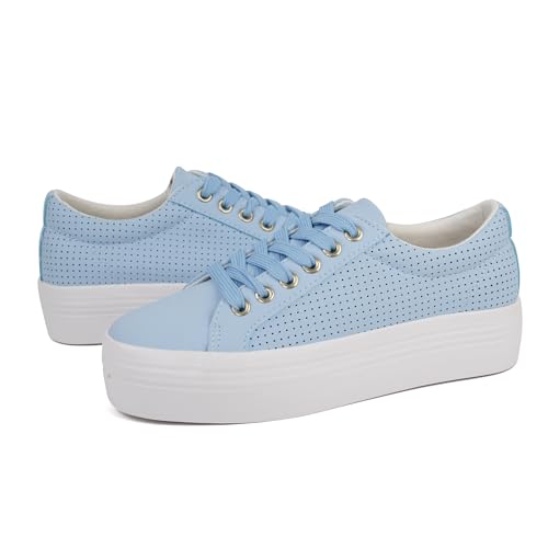 Image of JABASIC Women Lace Up Platform Sneakers Comfortable Casual Fashion Sneaker Walking Shoes