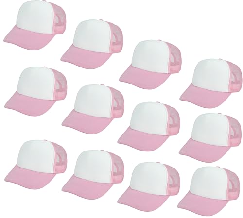 Image of Gelante 12 Pcs Sublimation Blank Trucker Hats - 5 Panel Mesh Snapback Baseball Cap Bulk