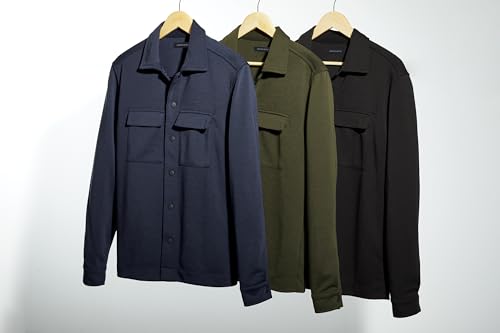 Unisex Double-Knit Snap Front Jacket | Button Up Shacket for Men & Women, Collared Overshirt for Casual Wear4