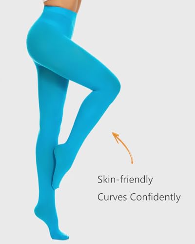 Image of DUCMODA Womens 80 Denier Opaque Tights, Women's Soft Solid Color Footed Pantyhose, High Waist Stocking with 30+ Colors