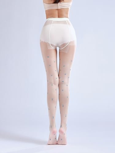 Image of Sahabowi Women Tights, Sheer High Waist Pantyhose, Vintage Control Top Stockings, Siwa9