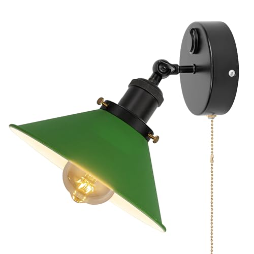 Kiven 12V LED Interior Lights with USB Port,Green RV Reading Lamp with Pull Chain Switch,4W Modern Wall Sconce Adjustable Warm White for RV Caravans Boats, Hard-Wired Surface Mount BD0173