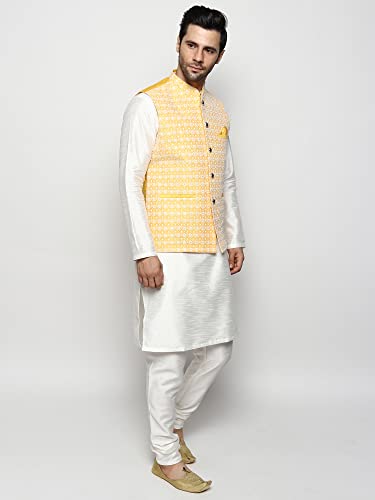 Image of Uri and MacKenzie Men's Silk Blend Kurta Pajama with Designer Ethnic Nehru Jacket /Modi Jacket