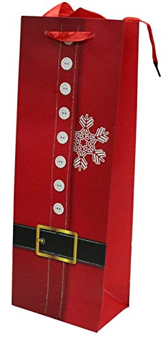 Set Mit 6 Wein Beutel Leuchtend Rote & Santa Weihnachten Wein Tasche Band & Glitzer - Schneeflocke Cover