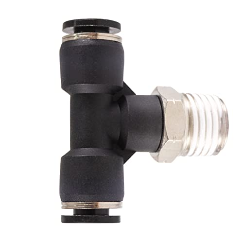 Male Branch Tee Push To Connect Air Line Fittings 1/4"Od X 1/4"Npt Thread Quick Release Connectors 3 Way Shaped Union Adapter Fitting #TOP4