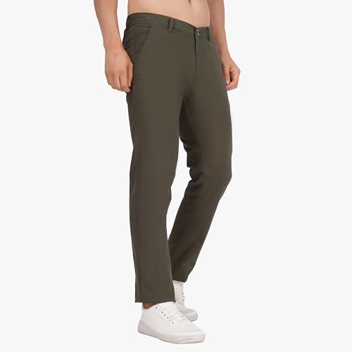 Image of Men's Regular Fit Linen Trousers | Slim Fit Lightweight Casual Pants | Stylish Dress Pants for Office or Travel | Premium Luxury Linen Trouser Pant with Breathable Comfort
