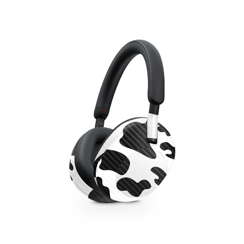 Image of MightySkins Carbon Fiber Skin Compatible with Sony WH-1000XM5 Headphones - Cow Print | Protective, Durable Textured Carbon Fiber Finish | Easy to Apply, Remove, and Change Style
