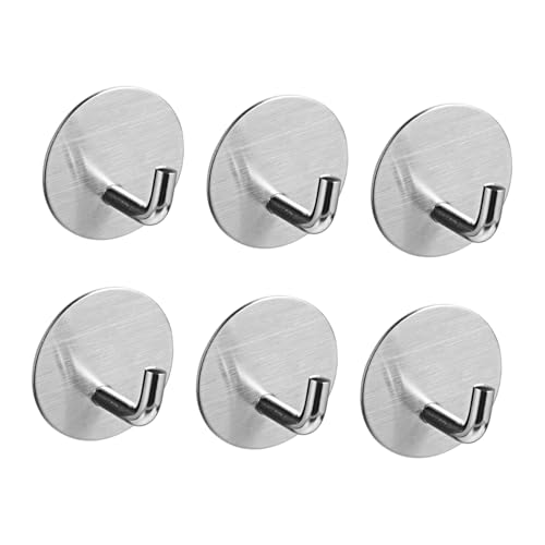 UTHCLO 6 piezas Gancho de Pared de Acero Inoxidable Colgador Simple y Resistente para Toallas Ropa y Sombreros sin Taladro para Baño y Instalación y Alta Durabilidad