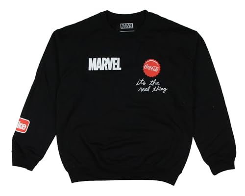 Coca-Cola x Marvel Men's Logos It's The Real Thing Fleece Pullover Sweater