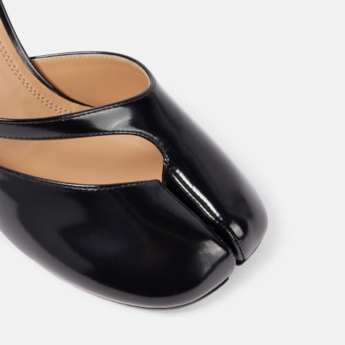 KOKOMOMO Split Toe Chunky Heels for Women Japanese Tabi Shoes Cylindrical Block High Heels Pumps Ankle Strap Buckled Wedding Party Dress Shoes2