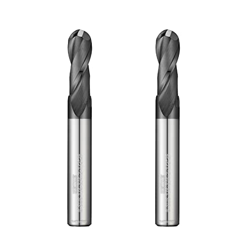 WEXWE Tools Ball Nose Carbide End Mill, MAH Coating, CNC Cutting Tools for Stainless Steel,Hardened Steels,High Temp Alloys,Medium Alloy Steels, 2 Flute,1/4" Shank,Inch Size (Ball .25(1/4)", 2pcs)